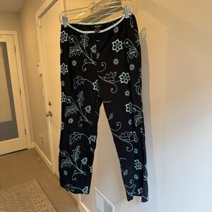 Karen Kane Black Pants with Blue Embroidery